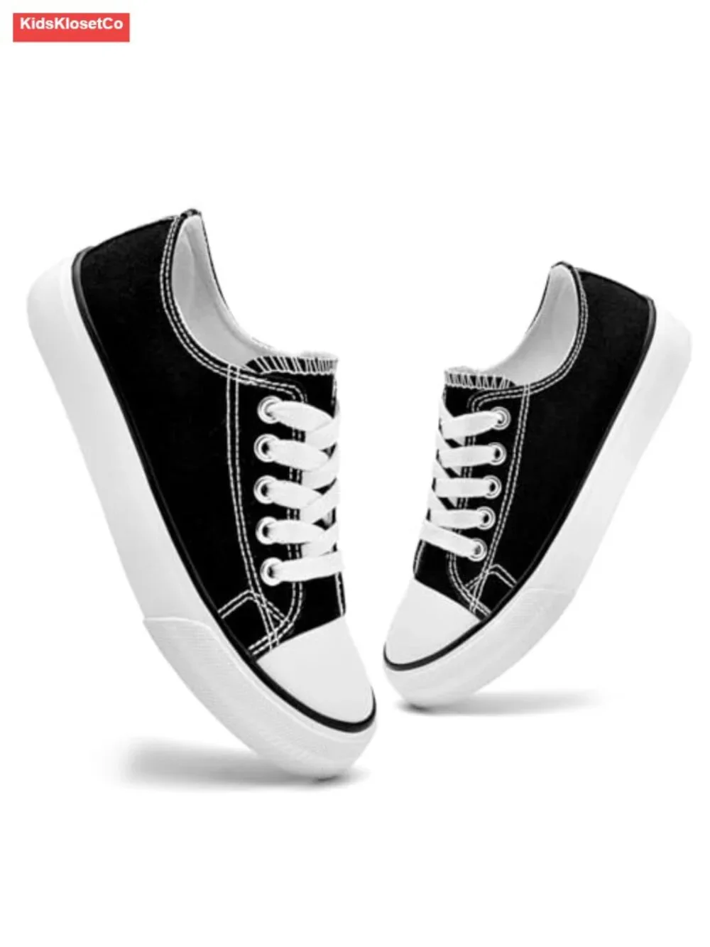 Canvas Low Top Sneakers for Toddlers, Easy Slip-On, Non-Slip Rubber Sole